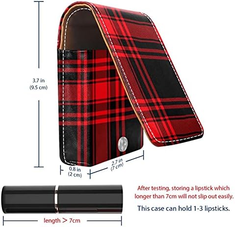Red & Black Skót Kockás 1 Szájfény Jogosultja Rúzst Hordozható Smink Táska Utazás Rúzs Szervező Esetében Tükör Mini Rúzs