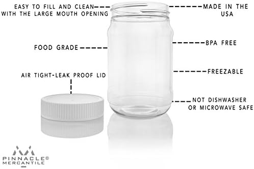 Pinnacle Kereskedelmi Műanyag befőttes üveg - Csavart Bordázattal Fedél -16 uncia -Set 168-Légmentes Bélés-Étel elkészítése