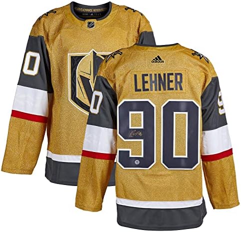 Robin Lehner Vegas Arany Lovagok Aláírt Adidas Jersey - Dedikált NHL-Mezek