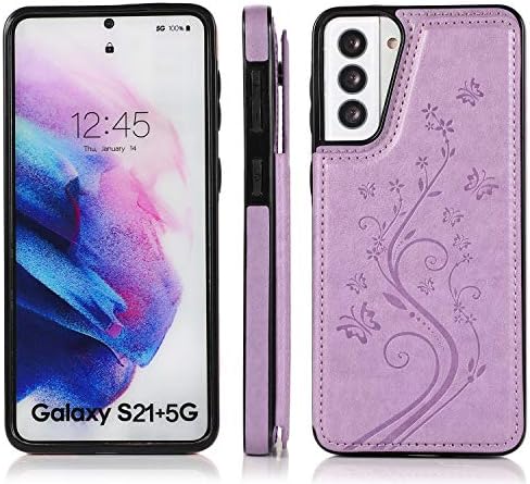 Telefon tok Samsung Galaxy S21 Plusz 5G 6.7 hüvelyk Vezető PU Bőr Állvány Állvány Flip Card Slot Dupla Mágneses Csattal DurableCover