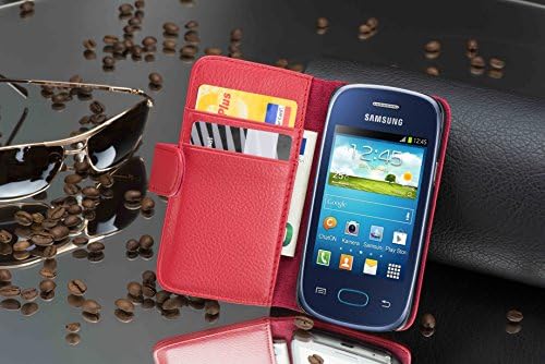 Cadorabo Könyv Esetben Kompatibilis a Samsung Galaxy Pocket NEO Candy Apple RED - állvánnyal Funkció, valamint Kártya Foglalat