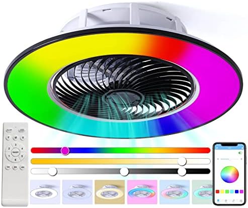 FEHUN Csillárok,Zene RGB Távoli & App Kontroll Modern Led Mennyezeti Ventilátor, Lámpa Mennyezeti lámpa, Otthoni Fények kétirányú