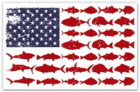 Amerikai Halászati Zászló Matricák - 2 Csomag 3 Matricák - Vízhatlan Pvc Autó, Telefon, Víz, Üveg, Laptop - Hal Zászló Matricák