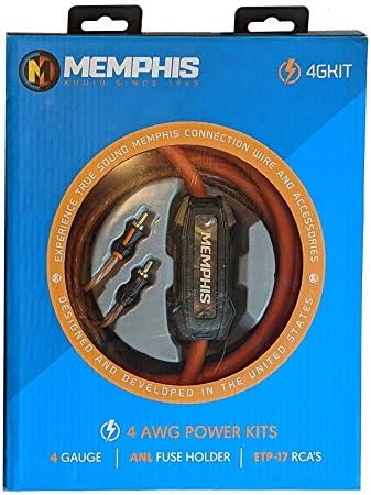 Memphis Audio 4GKIT 4-Es Amp Install Kit ANL Biztosíték Jogosultja Egy 200A Biztosíték, Egy Pár ETP-17 17-Láb RCAs