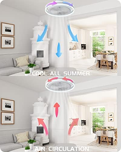 YoloOwl süllyeszthető Mennyezeti Ventilátor, Fény, majd a Bluetooth Hangszóró, 6 Sebesség Reverzibilis 3-Szín Szabályozható