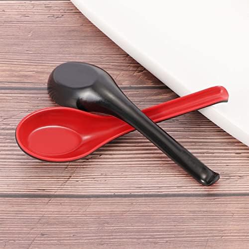 FUUIE Kanál Otthoni Étkészlet Fekete Piros Műanyag Kanál Kását Tál Kínai Vacsora Leveses Kanál Haza Étterem Konyhai Eszközök
