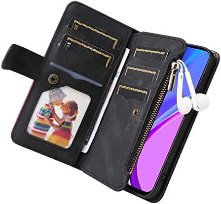 Hee Hee Mosoly Tárca az Esetben a Xiaomi Poco M4 Pro 4G Prémium PU Bőr Mágneses Táska Cipzáras Zseb-Memóriakártya-Nyílások