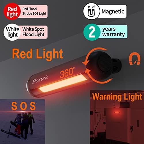 Portek Mágneses Újratölthető Toll LED Lámpa - EDC Zsebében Napi Munka Került a COB Floodlight Reflektorfénybe, Vörös Fény