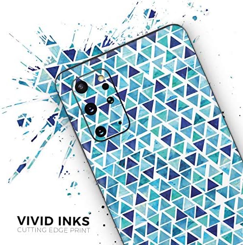 Design Skinz Akvarell Kék Háromszög Minta Védő Vinyl Matrica Lezárja a Bőr Cover Kompatibilis A Samsung Galaxy S20 (Képernyő