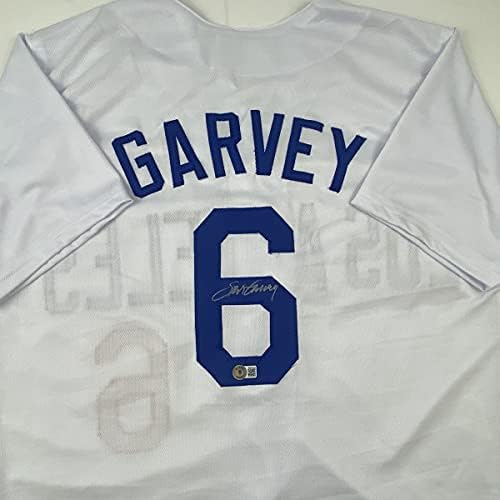 Dedikált/Aláírt Steve Garvey Los Angeles-i LA Fehér Baseball Jersey Beckett BAS COA