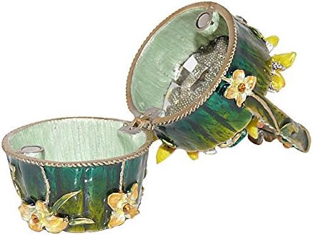 Zöld Virágos Vödör Crystalized Antik Régi Gyűjthető Ajándék Bizsu Ékszer Doboz