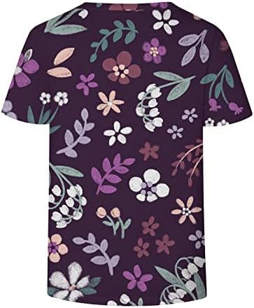 Női Rövid Ujjú Sleeve Ing Laza Alkalmi Póló T-Shirt Aranyos Bohém virágmintás Nyári Felsők Kényelmes, Elegáns Blúz