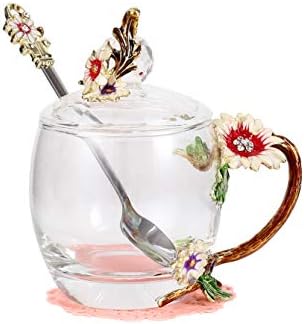 Virág, Átlátszó Csésze, Pohár, Csésze, (A Kanál + Fedél) , a Teát, a Csészéket , Virág Tea Csésze Tea Csésze Ajándék, Ajándékok
