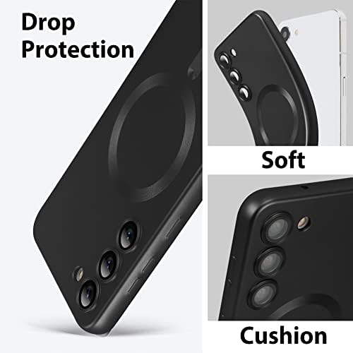 Goarshy Mágneses Célja a Samsung Galaxy S23 Esetben Fekete [Kompatibilis MagSafe] Kemény Vissza & Puha Lökhárító Védő Slim