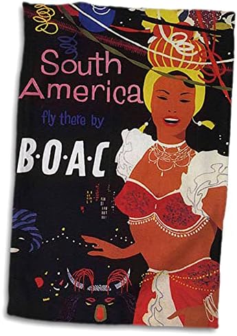 3dRose Vintage BOAC Dél-Amerika Utazási Poszter - Törölköző (twl-151050-1)