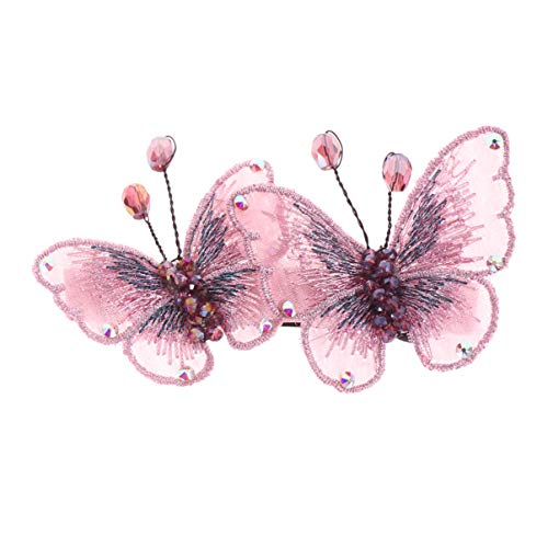 LEORX Pillangó hajcsat Díszes, Hímzett Pillangó hajcsat Kristály Tavaszi Haj Hajcsat Hölgyeknek (Rózsaszín)