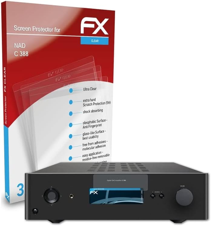 atFoliX Képernyő Védelem Film Kompatibilis NAD C 388 képernyővédő fólia, Ultra-Tiszta FX Védő Fólia (3X)