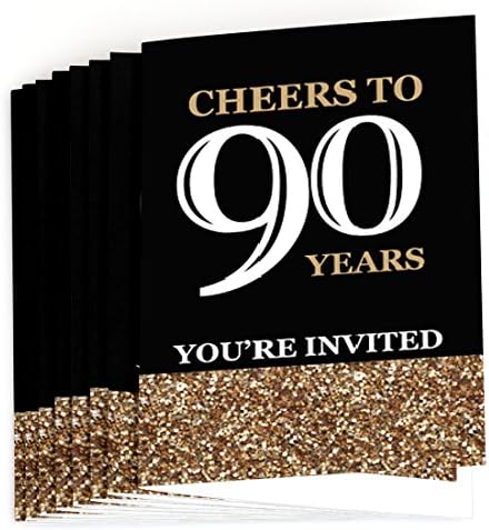 Nagy Dot a Boldogság Felnőtt 90 Szülinapi - Arany - Fill-In Születésnapi Meghívók (8 szám)