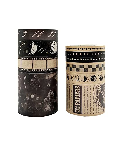 10 Tekercs Vintage Washi Tape Set, 40/30/15/10/5/mm Széles Csillagos Ég Antik Japán Dekoratív Szalaggal a Ritkaságokat Cottagecore