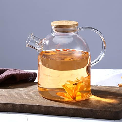 FBYXFCR 1.5 Literes üveg kancsó fedővel jeges tea kancsó víz kancsó forró hideg víz, jeges tea, bor, kávé, tej, gyümölcslé