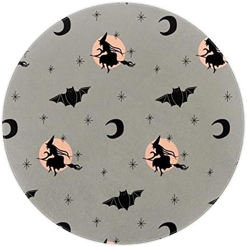 LLNSUPPLY Nagy Méret, 5 Ft Kerek Gyerekek Játszanak Szőnyeg Halloween Boszorkány & Bat Minta-01 Gyerekszoba Szőnyeg Pad Csúszásmentes