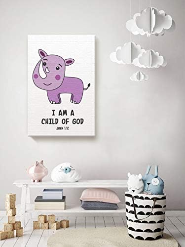 Én Isten Gyermeke vagyok, Wall Art Orrszarvú Vászon Szent Biblia-Idézetek a Biblia Vers Orrszarvú Óvoda Szoba Fal Matrica