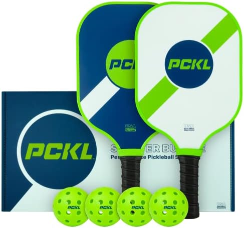 PCKL Starter Csomag Sorozat Prémium Pickleball 2 Lapát 4 Ball Set | USA Pickleball Jóváhagyott | Üvegszálas Arc, Nagy Sweet