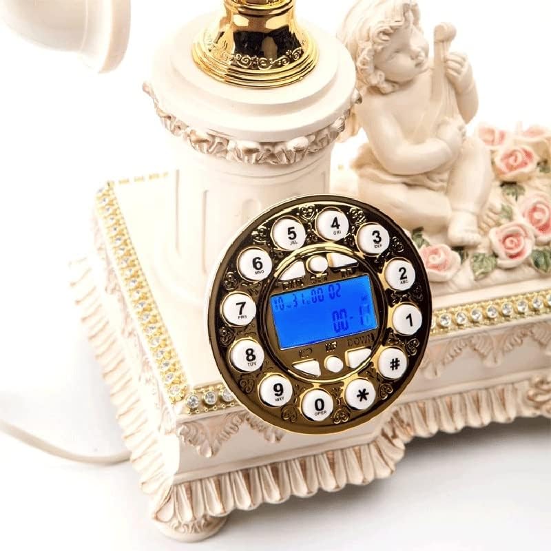ZSEDP Antik Vezetékes Telefon, Vintage Fix Vezetékes Telefon Ámor Európai Gyanta Hívófél-AZONOSÍTÓ Hands Free Home Office