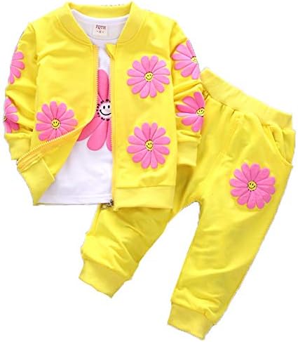 1-5Years Kisgyermek&kislányoknak Virágot, a Nyomtatás 3 Darab Szett Póló, öltöny