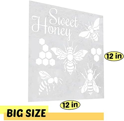 Nagy Méh Honeycomb Stencil 12x12Inch - Újrafelhasználható Mylar Méh Sablon Festmény Kaptár,Fal,Fa, Szövet, Bútor - Újrafelhasználható