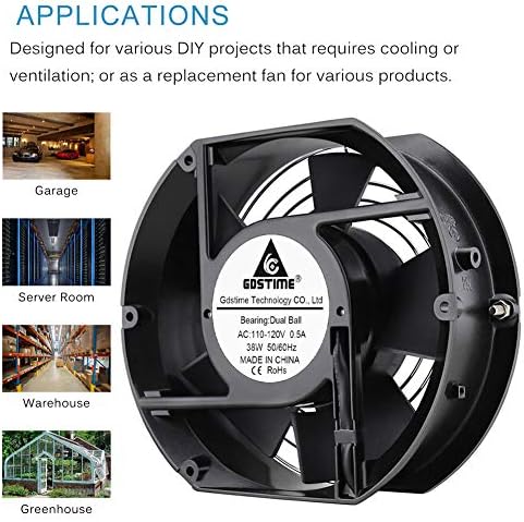 GDSTIME AXIÁLIS Ventilátor 17251, 110V 120V AC 170-Ventilátor, Szellőző Kipufogó Projektek hűtőventilátor