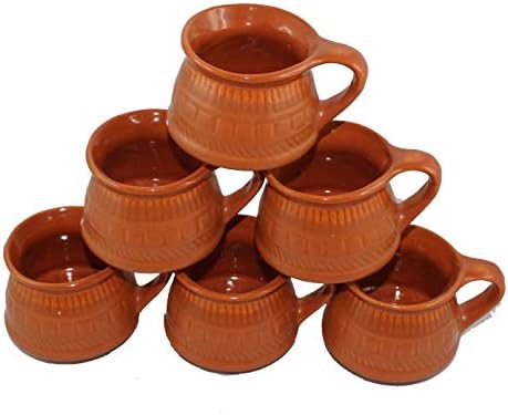 Odishabazaar Kerámia Kulhar Csésze Hagyományos Indiai Chai Tea Csésze Készlet 6 (Barna 3)