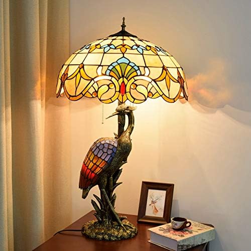 Retro Dekoratív Nappali Éjjeli Lámpa 20 Tiffany Style Női Madár asztali Lámpa Sárga Barokk Üveg Lámpabúra Nappali Tanulmány