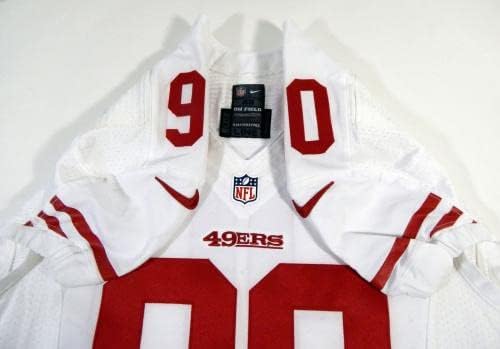 -ban a San Francisco 49ers Glenn Dorsey 90 Játék Kiadott Fehér jersey DP16464 - Aláíratlan NFL Játék Használt Mezek