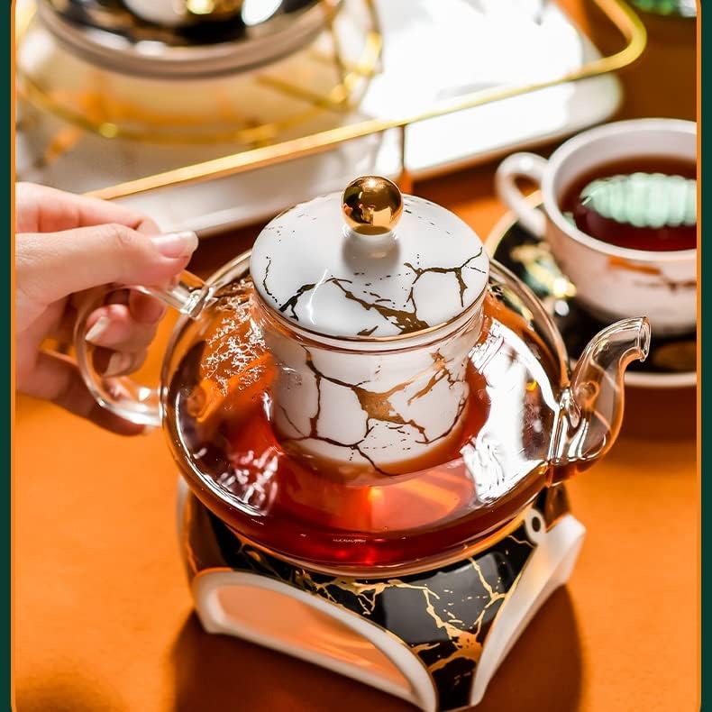 HDRZR Délutáni Tea Gyógynövény Tea Set Home Nappali Üveg Fűtött Gyümölcs Teáskanna Virág Teáscsésze (Szín : D, Méret : 6-cup