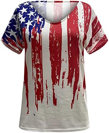 Női július 4 T-Shirt AMERIKAI Függetlenség Napja Ing, Nyári Amerikai Zászló V-Nyakú Felsők Vintage Hazafias Nyakkendő Festék