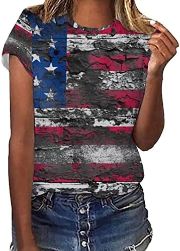 2023 Női Amerikai Zászló Tshirt július 4-én Tshirt Alkalmi Legénység Nyak Rövid Ujjú Nyári Felsők Elegáns Alkalmi Blúz Tunika