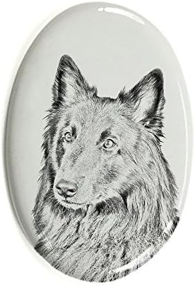 Belga Juhászkutya, Ovális alakú Sírkő a Kerámia egy Kép egy Kutyát
