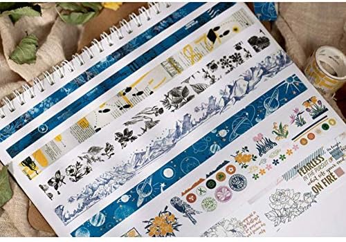 8 Tekercs Kawaii Scrapbooking Washi Tape Set Virág, Növény Hó Hegy Pecsét Bolygó Égi DIY Matricák Scrapbook Lap Tervező Ajándék