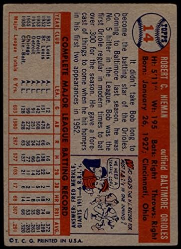 1957 Topps 14 Bob Nieman Baltimore Orioles (Baseball Kártya) VG Orioles
