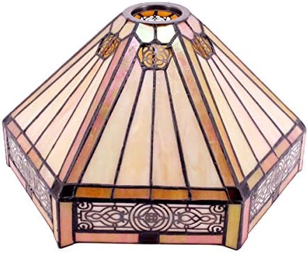 WERFACTORY Tiffany Lámpa Árnyékában Csere 12X10X6 Hüvelyk Sárga Hatszög ólomüveg Küldetés Lámpaernyő Csak 1-5/8 Hüvelykes