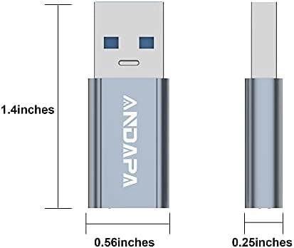 ANDAPA [Kétoldalas 10Gbps] USB-C Női USB Férfi Adapter[2 Csomag], USB C-USB 3.0 Adapter Kétoldalas a superspeed Adatokat