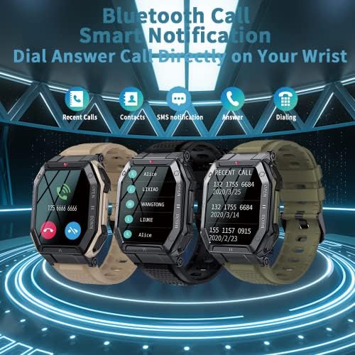 RollsTimi Smartwatch az Ember (Válasz/Hívást), 1.85 Hd Érintőképernyő Katonai Taktikai Smartwatch, Fitness Tracker szívritmus,
