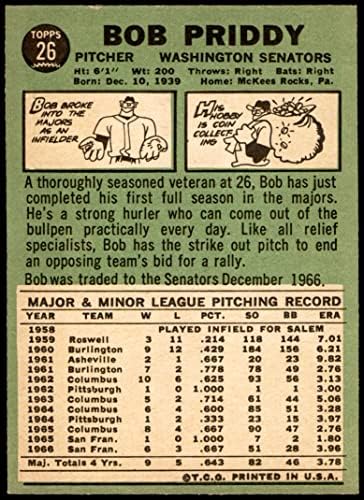 1967 Topps 26 TR Bob Priddy San Francisco Giants (Baseball Kártya) (Említi Kereskedelem Utolsó Mondata Bio) NM Óriások