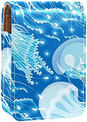 Kék Óceán Élet Medúza Gyönyörű Szájfény Jogosultja Rúzst Hordozható Smink Táska Utazás Rúzs Szervező Esetében Tükör Mini